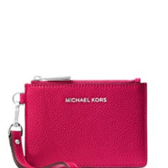 NWT ✨ MICHAEL Michael Kors Leather Wristlet in unique raspberry color - Picture 1 of 3
